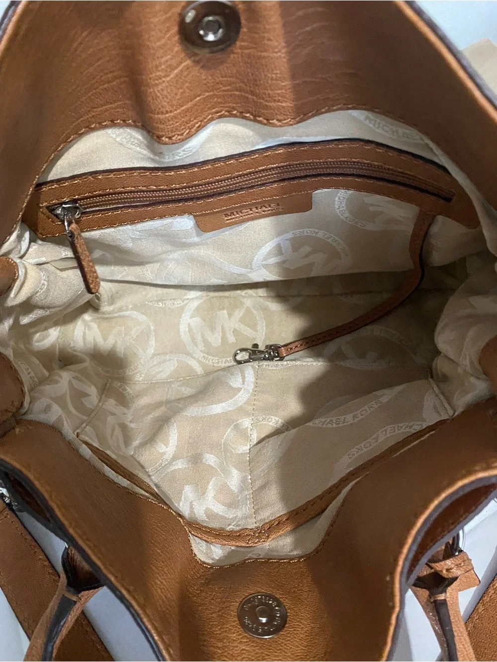 Michael Kors Hamilton Handbag w/ Shoulder Bag Strap Y2K Saffiano Leather Brown - Picture 11 of 11